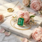 Natural Emerald Cut Pendant Necklace, Bezel Set Solitaire Jewelry, May Birthstone Charm