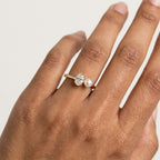 Moissanite & Pearl Engagement Ring, Oval Moissanite Ring, 14K Gold Minimalist Promise Ring, Modern Bridal Jewelry, June Birthstone