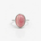 Oval Rhodochrosite Ring | Minimalist Gold Band | Boho Statement Jewelry