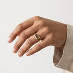 14k Gold Bi-Color Watermelon Tourmaline Emerald Cut Ring, Bezel Set Band