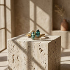 Toi et Moi Teal Sapphire Bypass Ring | Oval Pear Lab Grown Gold Promise