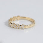 Wavy Moissanite Wedding Band, Dainty Stacking Ring, Curved Half Eternity Band