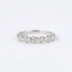 Wavy Moissanite Wedding Band, Dainty Stacking Ring, Curved Half Eternity Band