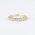 Wavy Moissanite Wedding Band, Dainty Stacking Ring, Curved Half Eternity Band