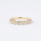 Wavy Moissanite Wedding Band, Dainty Stacking Ring, Curved Half Eternity Band