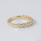 Wavy Moissanite Wedding Band, Dainty Stacking Ring, Curved Half Eternity Band